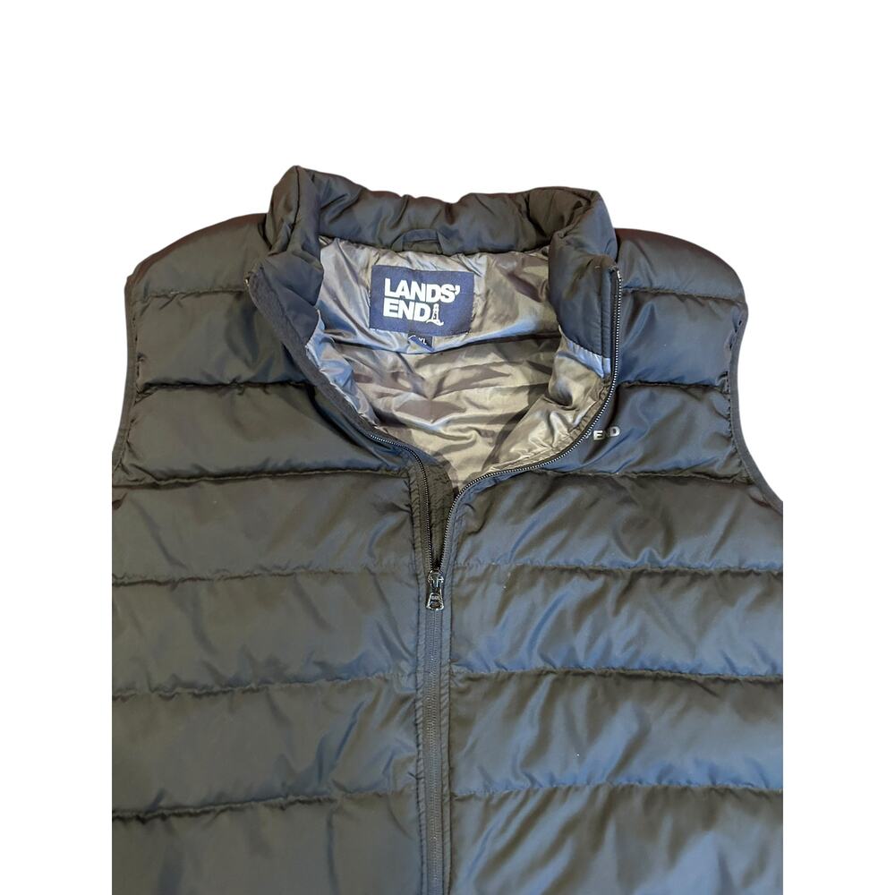 LANDS' END Black Full Zip Quilted Outdoor Insulated Down Puffer Vest Men's 2XL - Picture 7 of 8